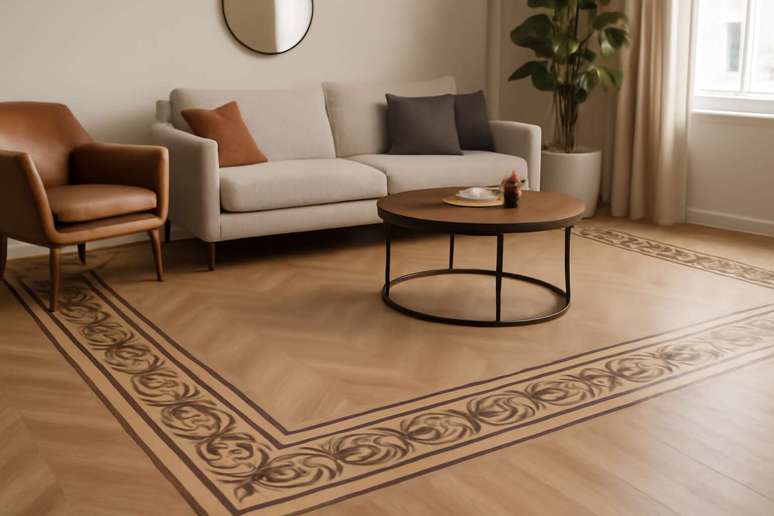 laminate floor with border
