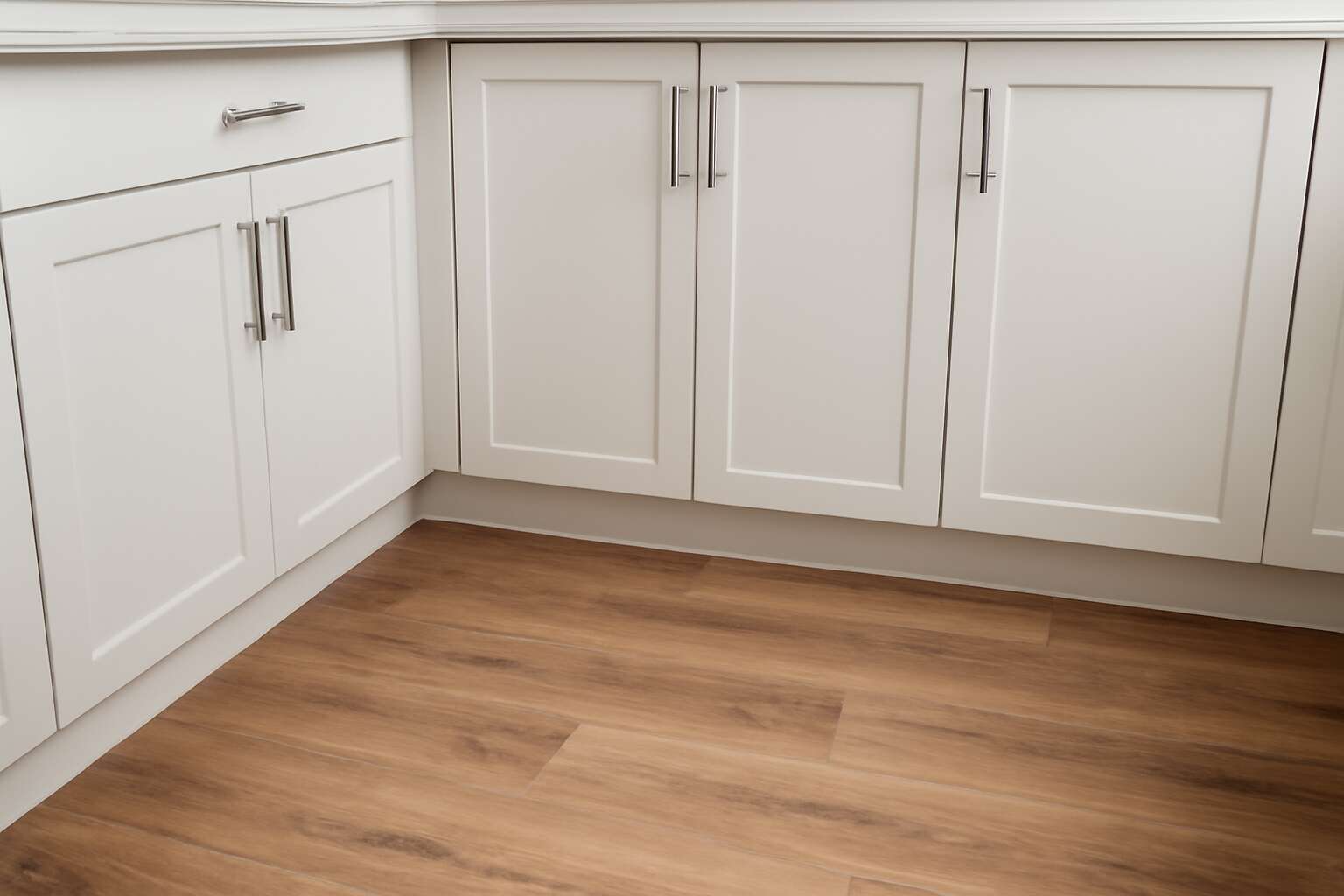 laminate flooring under cabinets