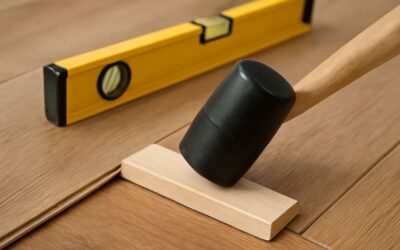 Master flawless installs with tapping block for laminate floor installation and expert alignment.