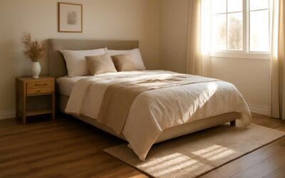 Cozy, chic retreat with laminate floor for bedroom that lasts.
