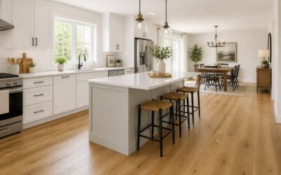 Laminate flooring in kitchen: durable style for modern homes.